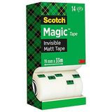 Scotch Magic tape, onzichtbaar, 14 rollen - 19 mm x 33 m - plakband voor algemeen gebruik voor reparatie, etiketten en sluiten van documenten