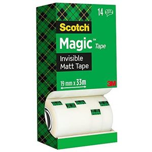 Scotch Magic tape, onzichtbaar, 14 rollen - 19 mm x 33 m - plakband voor algemeen gebruik voor reparatie, etiketten en sluiten van documenten
