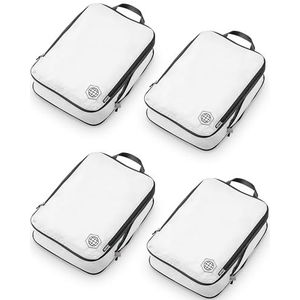 TRIPPED Travel Gear - Extra grote bagage-opbergkubussen voor kleding, ultralicht, rekbaar/compressie-opbergkubussen voor kleding (wit, 4 stuks)
