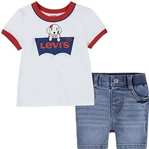 Levi's Kids Lvb 6ee561 vleermuis hond T-shirt en T-shirt Babyjongen Pijamaset, Wit.