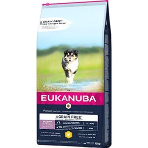 Eukanuba Puppyvoer graanvrij met kip voor grote rassen, graanvrij droogvoer voor junior honden, 12 kg