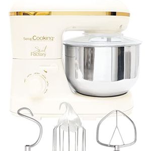 ScrapCooking Sweet Factory 3-in-1 elektrische handmixer, multifunctioneel, 3-in-1: garde, haak, blad – kom van roestvrij staal, 5 l, voor gebak, brood, cake, crèmes, mat en goudkleurig – 3890