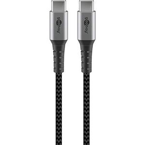 Goobay 49303 USB-C kabel 10 Gbps - extra robuuste textielkabel met metalen stekkers - 2 m
