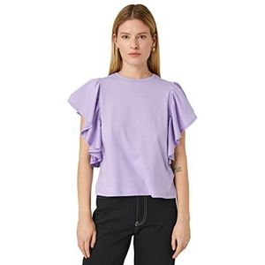 Koton Voluminous Sleeve Crew Neck T-shirt pour femme, Violet (353), XL