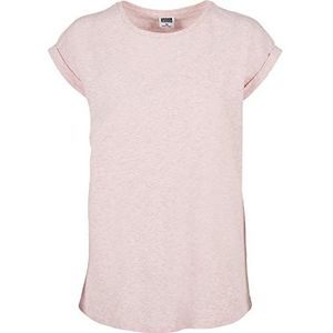 Urban Classics Color Melange Dames T-Shirt Extended Shoulder Basic Shoulder T-Shirt met overlappde schouders in 2 kleuren, maten XS tot 5XL, roze