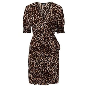 Pieces Jurk voor dames, Indian Tan/Aop: Leo, XS, Indian Tan/Aop: Leo