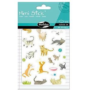 Maildor AE018O – een zakje Mimi Stick' stickers, 4 vellen, 10,5 x 16 cm, katten (86 stickers)