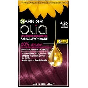 Garnier Olia Vivids Permanente haarverf, zonder ammoniak, met natuurlijke bloemoliën, diepe viool (4,26)