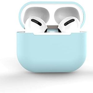 AirPods 3 siliconen hoes voor AirPods 3 beschermhoes met led-voorzijde, draadloos opladen, compatibel met AirPods 3 2021 (zonder karabijnhaak, azuurblauw)