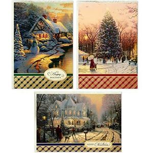 Hallmark Thomas Kinkade Kerstkaarten Snowy Scenes 24 stuks