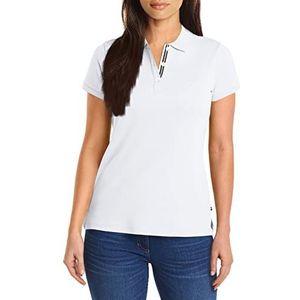 Nautica Women's 3-Button Short Sleeve Breathable 100% Cotton Polo Shirt, Bright White, X-Small