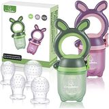 ANGELBLISS Zuigspeen voor baby/babyvoeding/fruitspeen/kauwspeen voor baby/smakelijke bijtspeelgoed voor baby's, BPA-vrij (2 stuks) groen