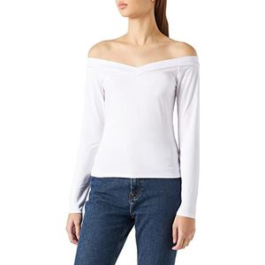 PIECES Pcmaliva dames shirt met lange mouwen Ls Off Shoulder V-hals Top Noos, Helder wit.