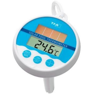 TFA Dostmann 30.1041 zwembadthermometer op zonne-energie, digitaal, op zonne-energie, maximale en diepe waarden, drijvend in het water, wit