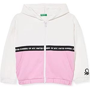 United Colors of Benetton Cardigan-pullover, voor meisjes en meisjes, wit en roze 101