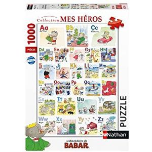 Nathan - Puzzel voor volwassenen – puzzel 1000 stukjes – het ABC van Babar – volwassenen en kinderen vanaf 14 jaar – hoogwaardige puzzel – dieren – 87364