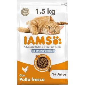 IAMS Vitality - Premium droogvoer voor gesteriliseerde katten – smakelijke volle uitgebalanceerde – bevordert groei en vitaliteit – met verse kip – zonder genetische manipulatie kleurstof –