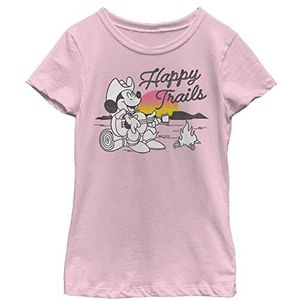 Disney Mickey Happy Trails Color Pop Sunset Camping Girls T-shirt, roze, XS, Roze
