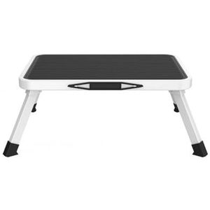 Well Home Kruk met 1 stap, inklapbaar, metaal, antislip, wit en zwart