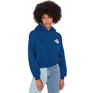 Trendyol Oversized hoodie met slogan voor dames, indigo, XL, Indigo
