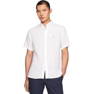 Tommy Hilfiger RF gepigmenteerd geverfd linnen overhemd S/S casual overhemden heren, Optisch Wit