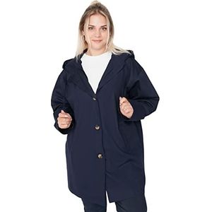 Trendyol Trench-coat uni décontracté pour femme, bleu marine, 74 grande taille