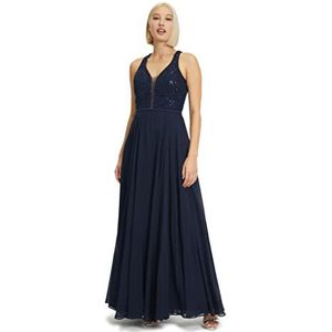 Vera Mont Robe de Soirée Sequins Femme, bleu, 34