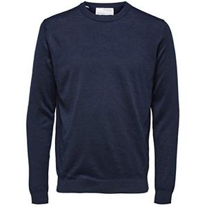 SELECTED HOMME Coolmax® Merino pullover voor heren, marineblauw/details: gemêleerd, 3XL, marineblauw. Details: gemêleerd