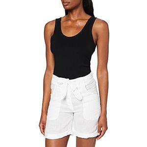 Bonamaison Korte bermuda met zakken en sjaal riem shorts voor dames, Wit.