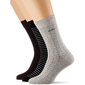 Dim Katoenen sokken met strepen en stippen, comfort en herkenbaarheid, heren, 3 stuks, Set zwart/antracietgrijs/lichtgrijs