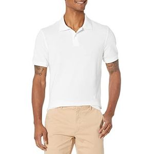 Amazon Essentials Poloshirt voor heren, katoenen piqué, slim fit, wit, maat S