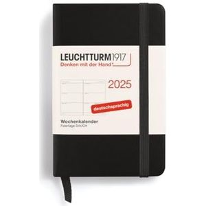 LEUCHTTURM1917 370557 Weekplanner Mini (A7) 2025, zwart, Duits