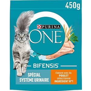 PURINA ONE Bifensis Urinestelsel Droogvoer met kip en tarwe voor volwassen katten, 450 g, 10 stuks