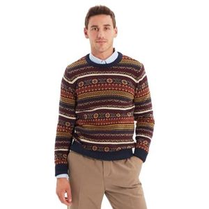 TRENDYOL MAN Pullover van polyester mengweefsel, meerkleurig, Slim, Kleur: Bordeaux, S, Kleur: Bordeaux