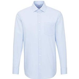 Seidensticker - 0Seidensticker overhemd Splendesto Office wit/blauw, rasterruit, kentkraag in lange mouwen (66 cm) – casual overhemd – heren, blauw - blauw (11 Millraye lichtblauw)