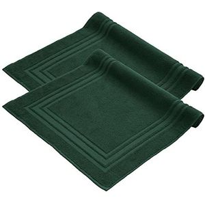 Komfortec Badmat Set - 2 stuks - 50x70 cm - 100% Katoen - Zachte en Absorberende Douchemat/Handdoek - Donkergroen