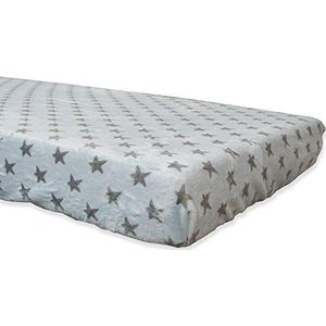 Babyline BACOESCE70 Winter Koralin hoeslaken, hypersoft, ademend en mensen met een allergie, hoeslaken, rubberen hoeken verstelbaar (ster, hemelsblauw, wieg 70 x 140 cm)