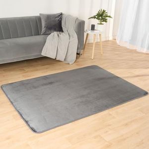 OHS Klein gangtapijt, super zacht, comfortabel, antislip, gevoerd met pluche voor woonkamer, slaapkamer, keuken, huis, hal, grijs, 80 x 150 cm