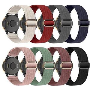 8 kleuren 18 mm stretch nylon horlogeband compatibel met Garmin Venu 2S/Vivoactive 4S/Vivomove 3S elastische stoffen horlogeband voor Garmin Forerunner 255S/255S muziek meisjes en, nylon roestvrij