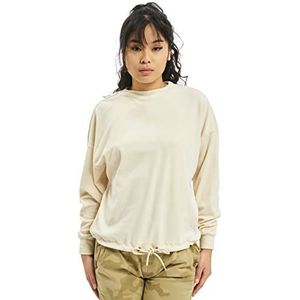Urban Classics Dames oversized Velvet Crew Sweater, beige (Sable 208), S Vrouwen, wit