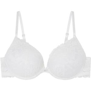 Women'secret Soutien-gorge push-up en dentelle pour femme, jaune/blanc cassé, taille 32B, Jaune/blanc cassé, 85B