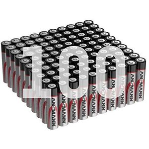 Ansmann 100 stuks AAA-batterijen, micro-alkalinebatterijen, ideaal voor lichtsnoer, led-zaklamp, speelgoed, afstandsbediening, weerstation, radio, nachtlampje, klok, micro AAA