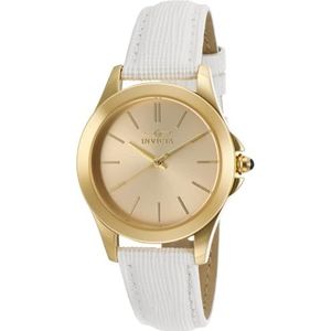 Invicta Angel Dameshorloge kwarts, roestvrij staal, 32 mm, goud/wit, riem, Goud/Wit, Riem