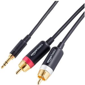 Amazon Basics 3,5 mm stereo audiokabel naar 2 cinch-stekker voor luidsprekers, 240 cm