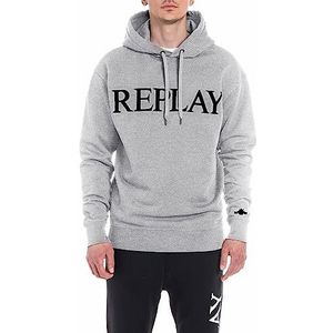 Replay Pullover met capuchon voor, M08 - Grijs Melange