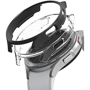 Ringke [Slim] Beschermhoes compatibel met Galaxy Watch 4 Classic 46 mm, 2 stuks, transparant, robuust, stijf, transparant en zwart