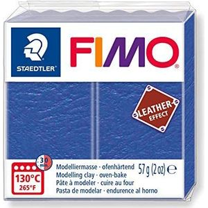 Staedtler FIMO Leer 8010-309 ST Indigo boetseerklei met ledereffect voor beginners en kunstenaars, 57 gram brood