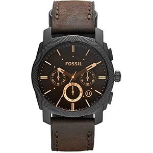 Fossil Heren chronograaf quartz horloge met leren band FS4656 donkerbruin band, Donkerbruin, Lint