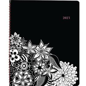 Cambridge FloraDoodle weekplanner 2023, 21,6 x 27,9 cm, groot, hoogwaardig, zwart/wit (589-905)