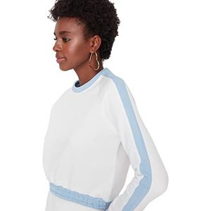 Trendyol Effen sweatshirt met ronde hals voor dames, ecru, XL, ECRU